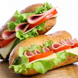 Fresh and tasty sandwich over white background